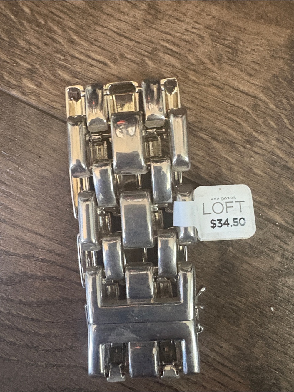 LOFT Shiny Silver Link Cuff Bracelet
